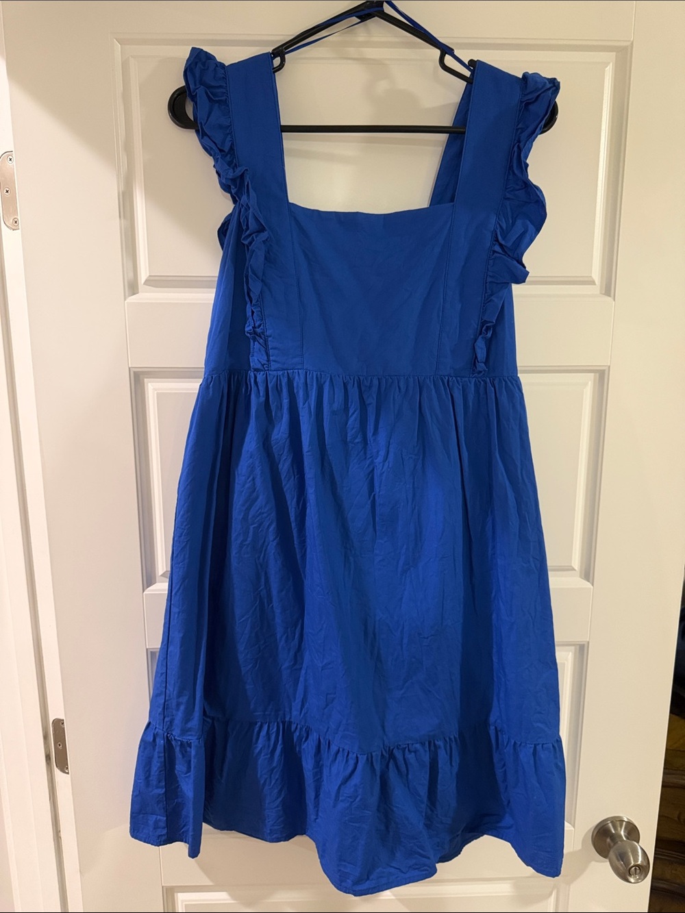 Skies Are Blue Ruffle Strap Royal Blue Mini Dress